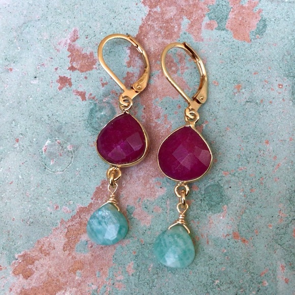 Ruby Amazonite Sundance Charm Earrings SALE - Picture 7 of 8